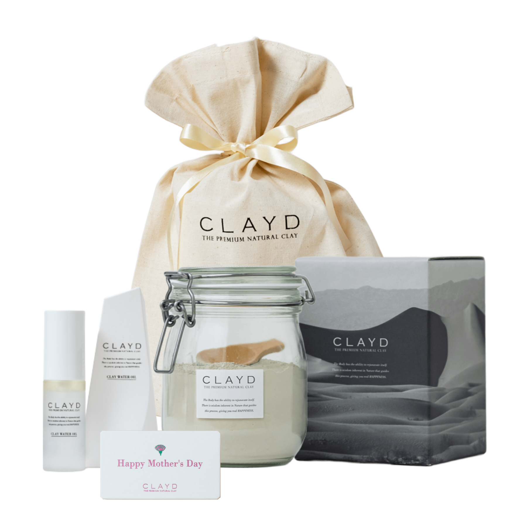 CLAYD 浴用化粧料 パック 洗浄料) ボディクリーム 保湿バーム 3点セット ホームボディケアセット［Ecoトートラッピング付き］ | CLAYD